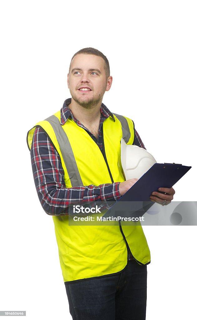 Sonriente hombre Trabajador de construcción - Foto de stock de Accesorio de cabeza libre de derechos