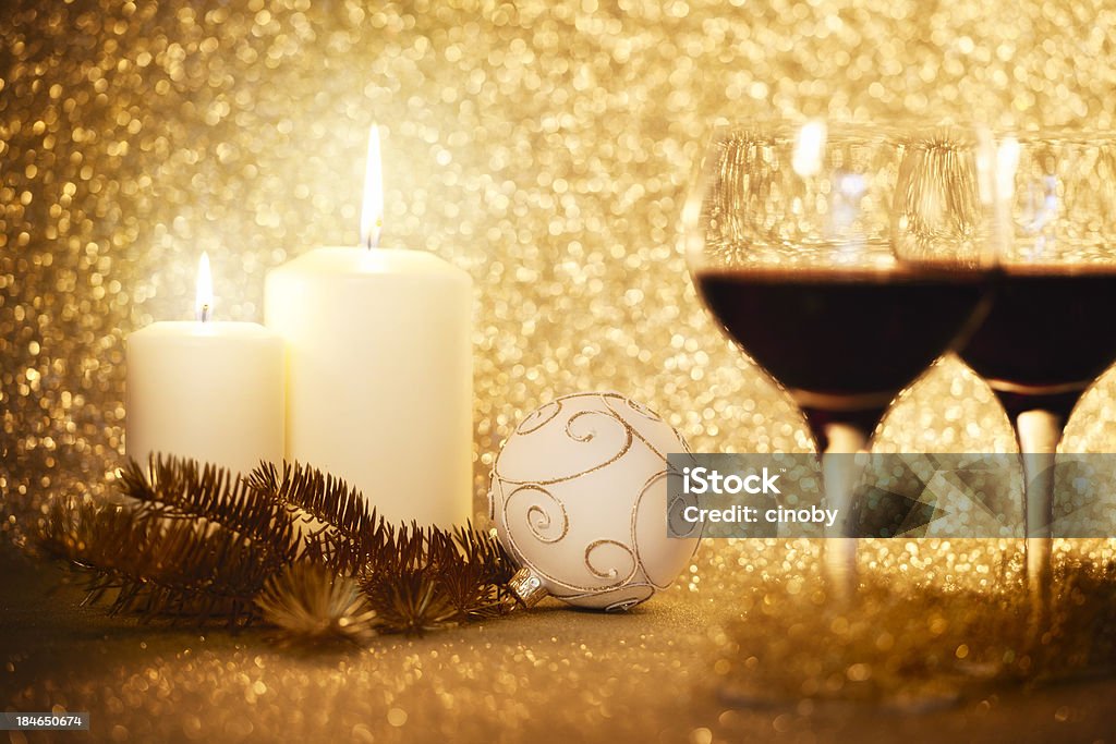 Romantyczne Boże Narodzenie dekoracje - Zbiór zdjęć royalty-free (Czerwone wino)