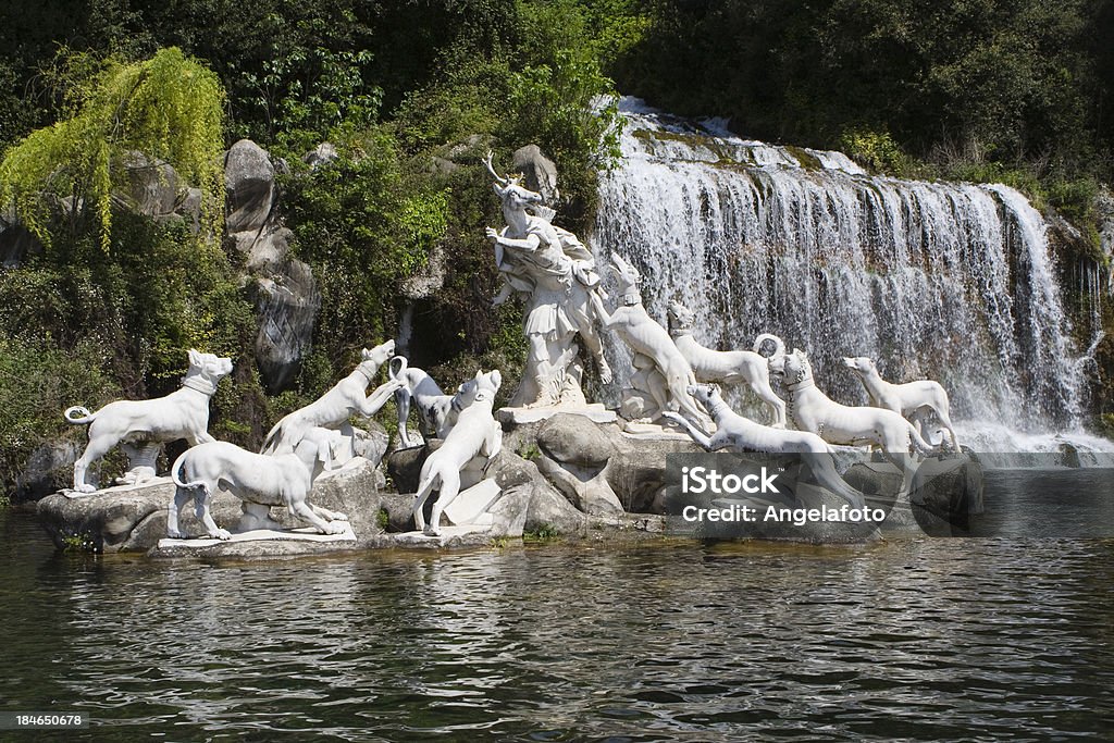 The Fountain of Diana and Actaeon, Royal Garden, Caserta, Italy "The Fountain of Diana and Actaeon (sculptures by Paolo Persico, Brunelli, Pietro Solari), photo taken in the royal garden of Caserta, Italy." Deer Stock Photo