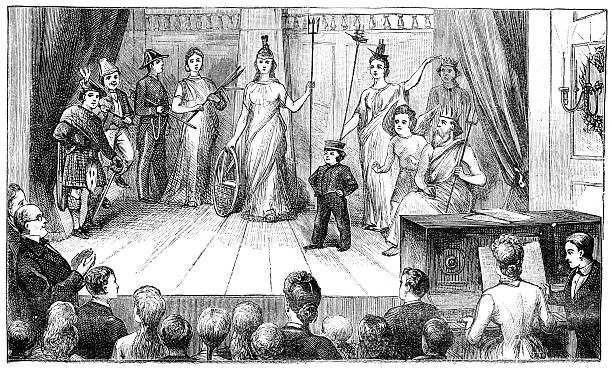 ilustraciones, imágenes clip art, dibujos animados e iconos de stock de victorian navidad de pantomima - teatro de pantomima británico
