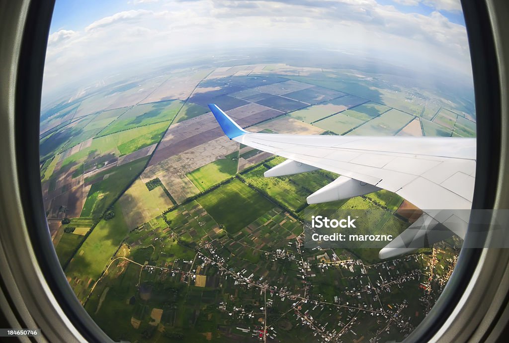 Blick durch Bullaugen-Flugzeug - Lizenzfrei Fischaugen-Objektiv Stock-Foto