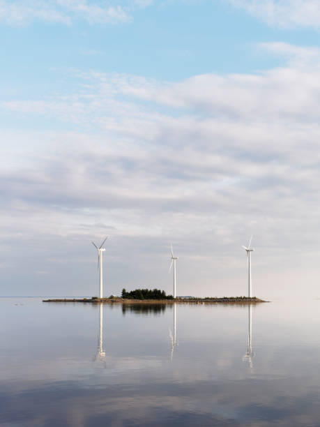 Renewable wind power generation on a wind farm on a small island