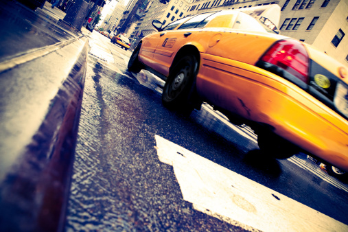 Blurred taxi cab in New York CityMore like this