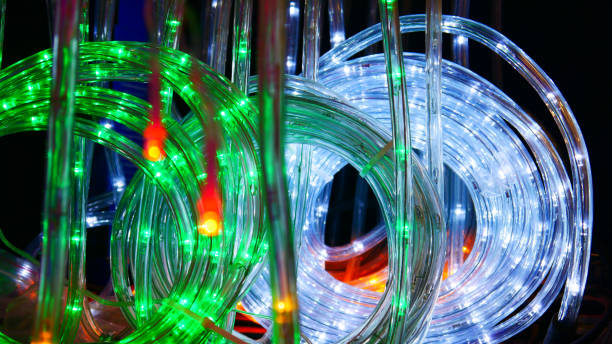 istock Many twisted LED strips glowing with colorful lights 1846520689