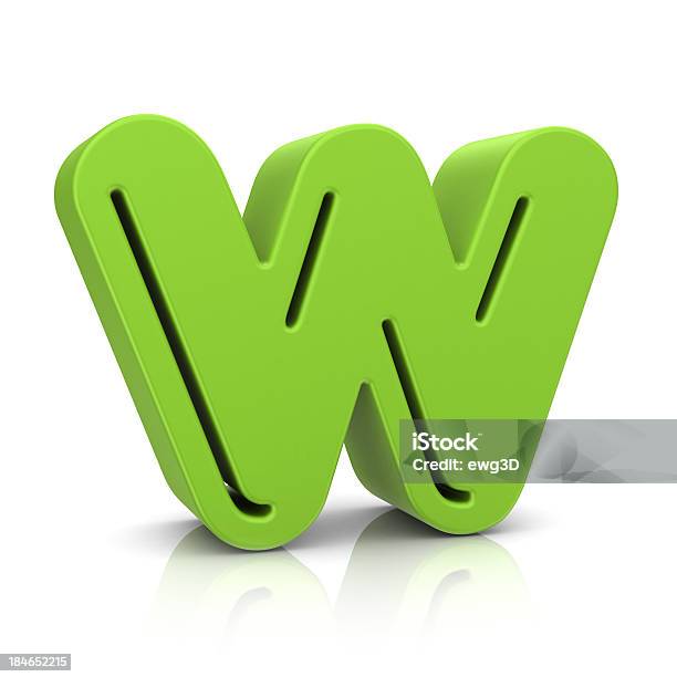 Green Letter W Stock Photo - Download Image Now - Alphabet, Business, Cut Out