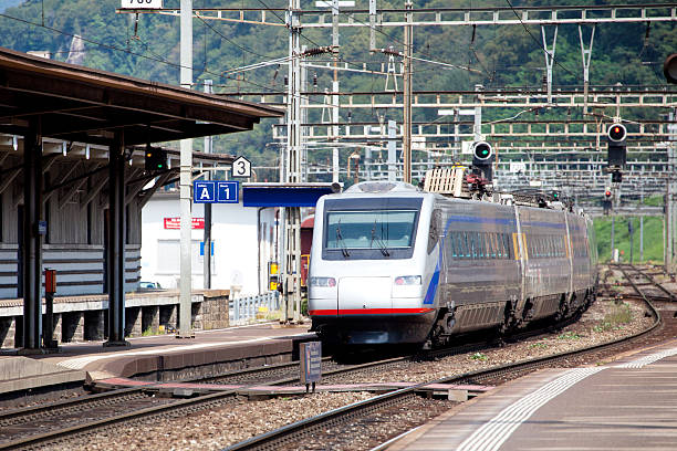 istock The train arrives at station 184652235