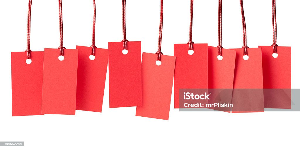 Nove rosso vuoto prezzo etichette - Foto stock royalty-free di Composizione orizzontale