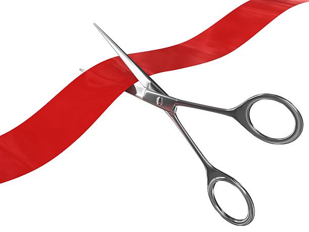 Cut Red Ribbon Stock Photo - Download Image Now - Scissors, Tied Up In Red  Tape, Ribbon Cutting - iStock