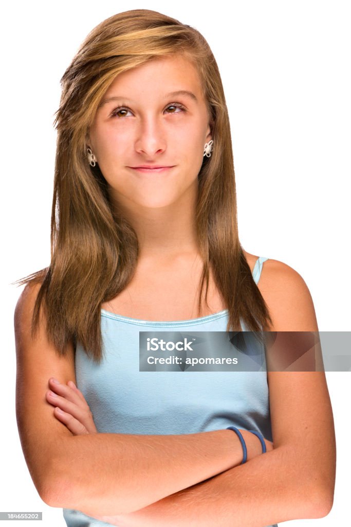 Portrait of a pensive and self confident teenage girl Portrait of a pensive and confident teenage girl. Facial expressions and feelings. Adolescence Stock Photo