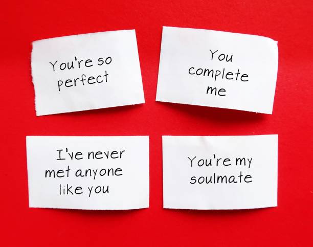 istock Notes with LOVE BOMBING sayings from Love Bomber, extreme romantic attention offered intensely too much too fast to influence feelings or tactic used by narcissists to control partners 1846554296