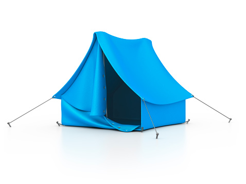 isolated blue tent.3d render.