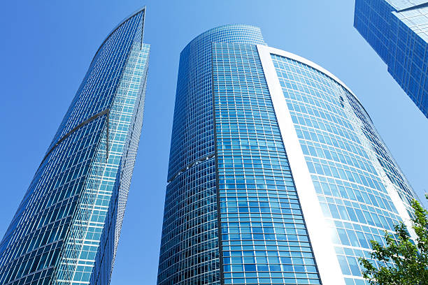 istock High modern skyscrapers over blue sky 184655567