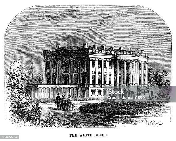 Белый Дом — стоковая векторная графика и другие изображения на тему Белый дом - Вашингтон - Белый дом - Вашингтон, Внешний вид здания, XIX век