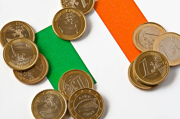 Irish Flag and Euros stock photo