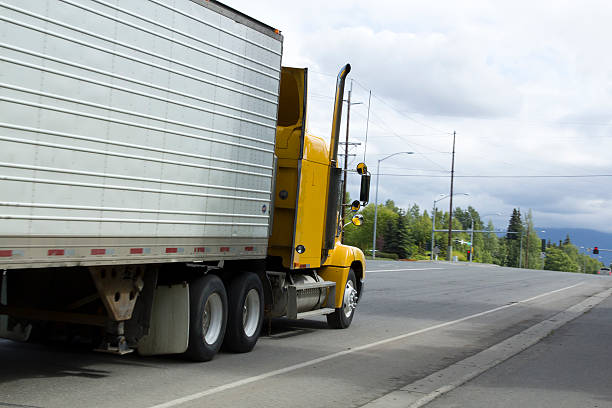 Truck on freeway stock photo