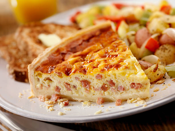 Ham and Cheese Quiche with Orange Juice