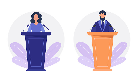 Speaker And Podium Stock Illustration - Download Image Now - Adult