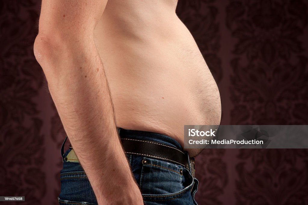 Schmale Mann mit einer Fett Bauch - Lizenzfrei Abnehmen Stock-Foto