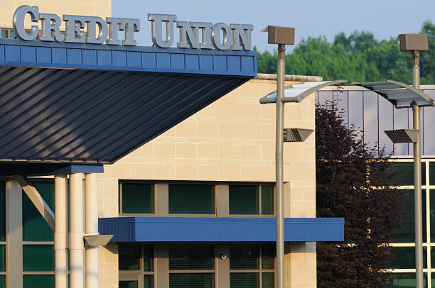 Credit union building with sign stock photo