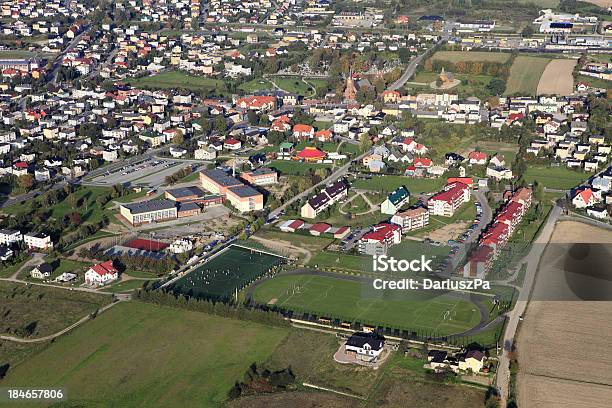 Aerial Photo Of Small Town Stock Photo - Download Image Now - Above, Activity, Aerial View