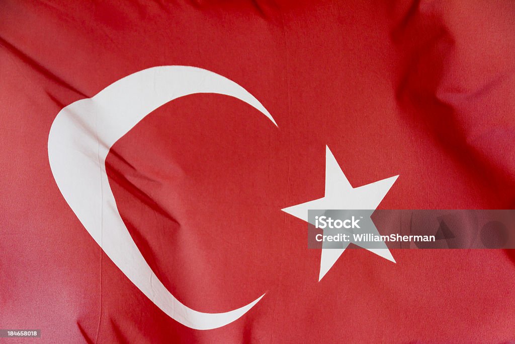 Closeup -- Flag of Turkey A closeup of the red and white flag of Turkey waving in the breeze. Close-up Stock Photo