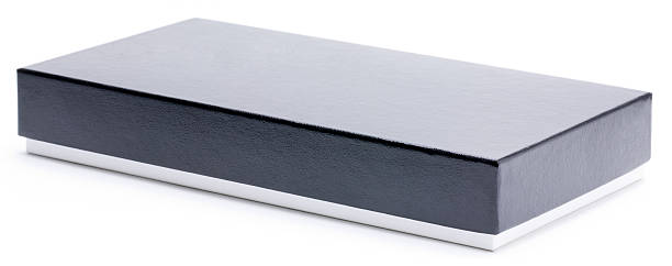 istock Long flat product box white with black lid isolated 184658348