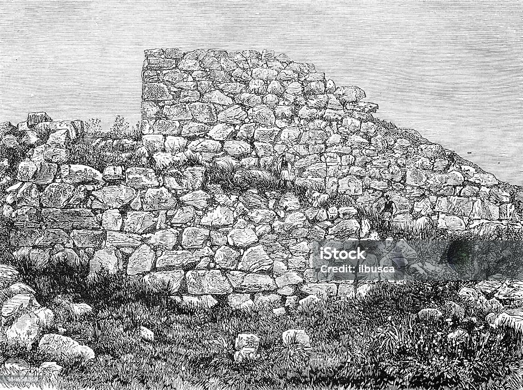 Mycenae's wall Etruscan stock illustration