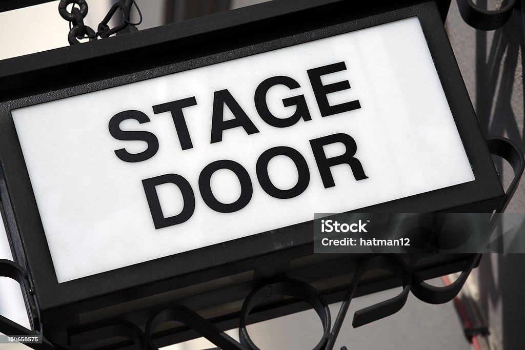 Stage Door sign Stage door sign in black metal and white.  Alternative file shown below: Celebrities Stock Photo