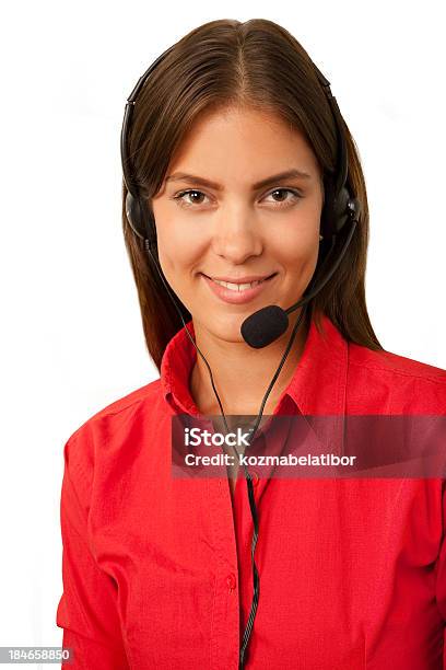 Chica De Teléfono Foto de stock y más banco de imágenes de Agente de servicio al cliente - Agente de servicio al cliente, Rojo, Recortable