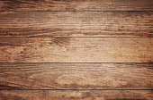 Overhead view of old dark brown wooden table