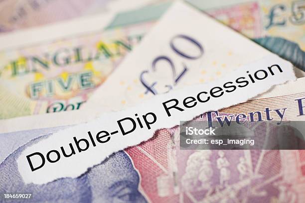 Double Dip Recesión Encabezado Tema Foto de stock y más banco de imágenes de Adversidad - Adversidad, Billete de banco, Billete de libra británica