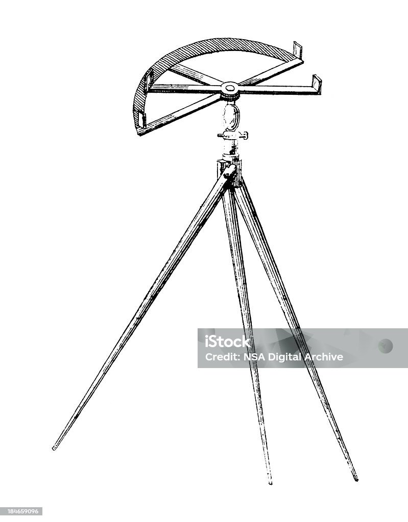 I topografi Graphometer/Antique illustrazioni scientifica - Illustrazione stock royalty-free di Attrezzi da lavoro