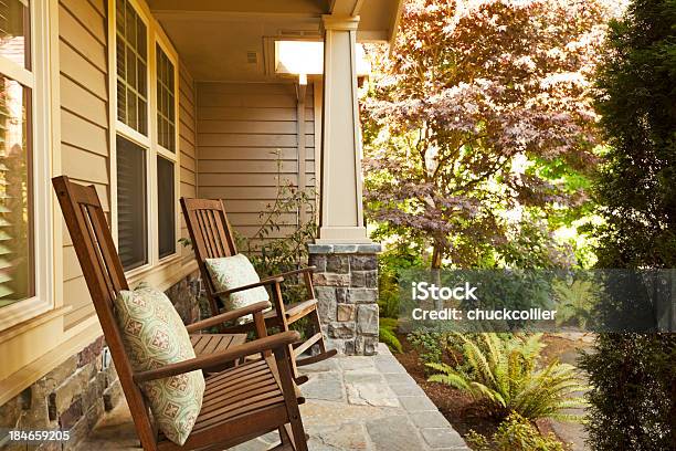 Front Porch With Rocking Chairs Stock Photo - Download Image Now - Porch, Chair, Front Stoop