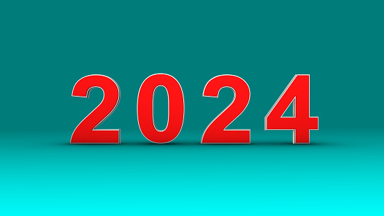 This stock image capturing the transition from 2023 to 2024. This visually striking sequence embodies technology, futuristic aesthetics, cybercurrency, blockchain, and a touch of cyberpunk ambiance, creating a captivating representation of a high-tech New Year event. In 4K resolution and a horizontal format, this image sets a cutting-edge tone with no people in sight.