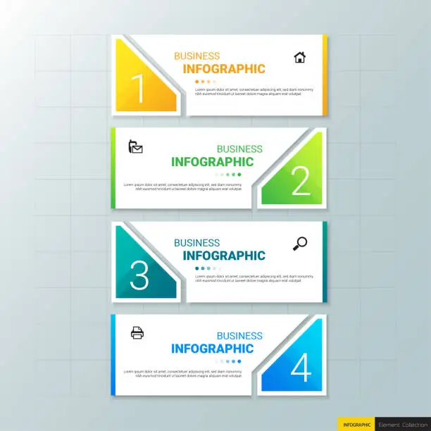 Vector illustration of Modern Infographics steps template with rectangle banner.