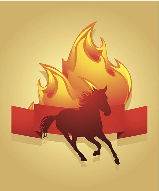 istock Silhouette of a fiery horse. Icon for design 184662998