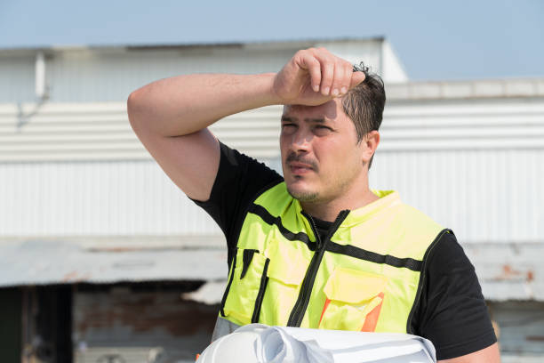 istock Foreman construction builder tired and thirst of water at construction site 1846633590