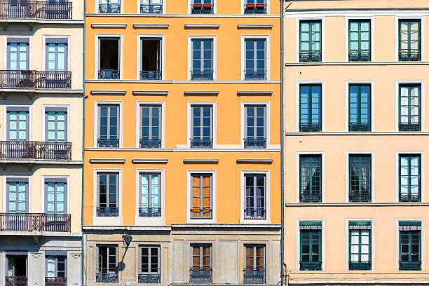 Famous facades in Lyon city, France