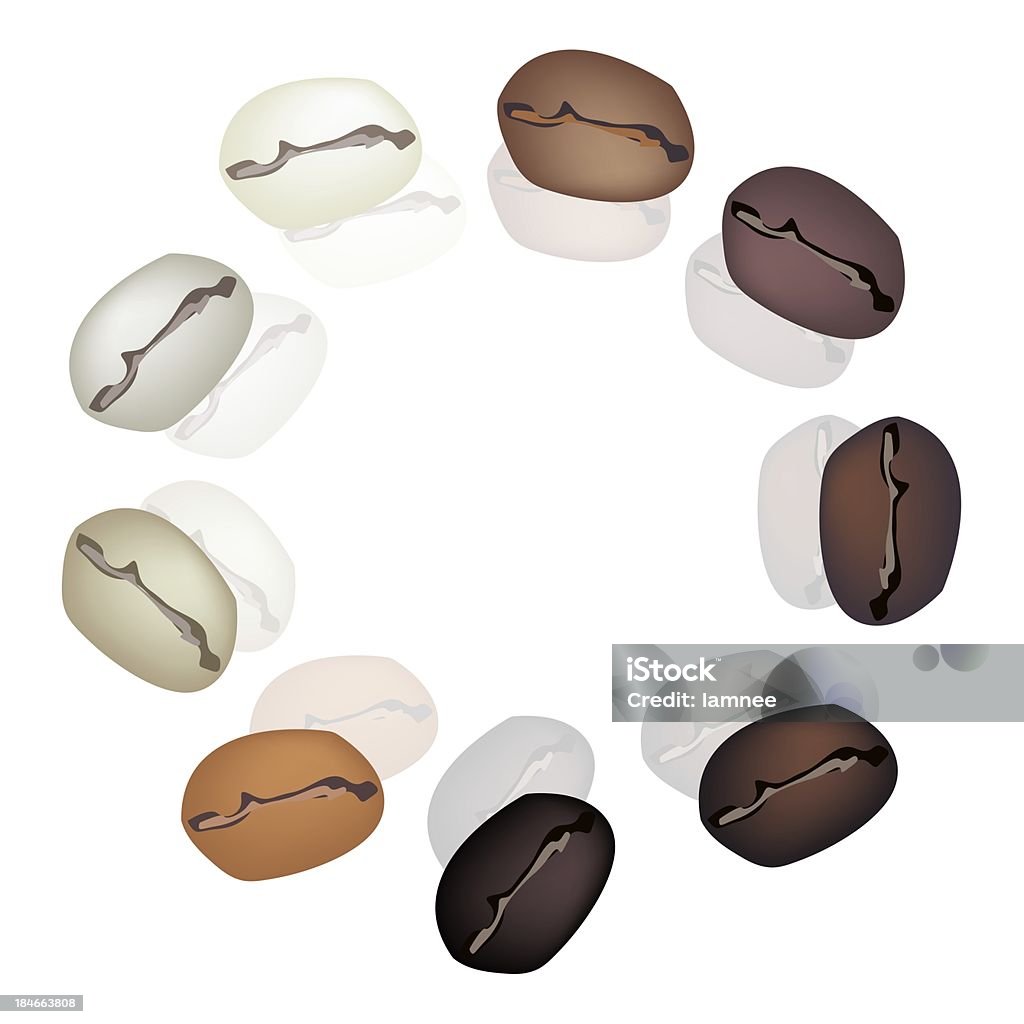 異なる色のコーヒー豆のサークル型 - お茶の時間のロイヤリティフリーストックイラストレーション