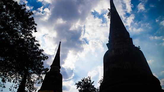 The Pagoda and Buddha Status at Wat Yai Chaimongkol, Ayutthaya, Thailand