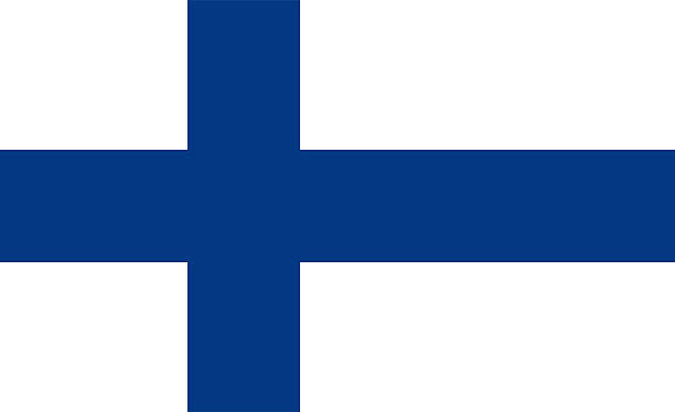 flag of finland: blue cross on white - finsk flagga bildbanksfoton och bilder