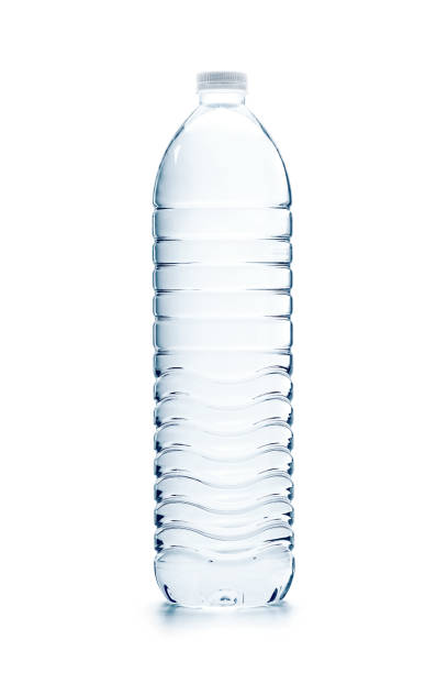 Blank transparent PET Plastic packaging of dringking water isolated on white background