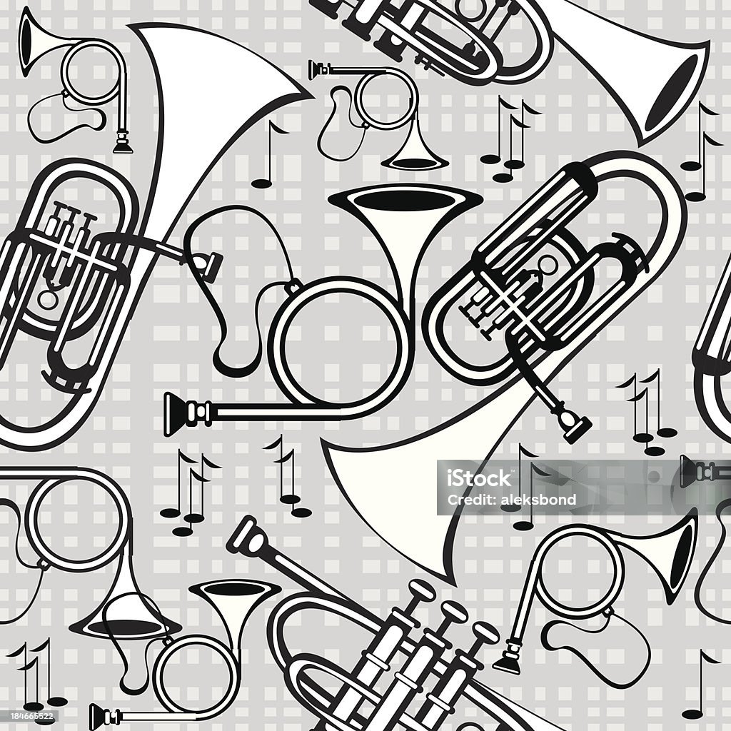 horns Nahtlose Muster auf grauem Hintergrund. - Lizenzfrei Bläserensemble Vektorgrafik