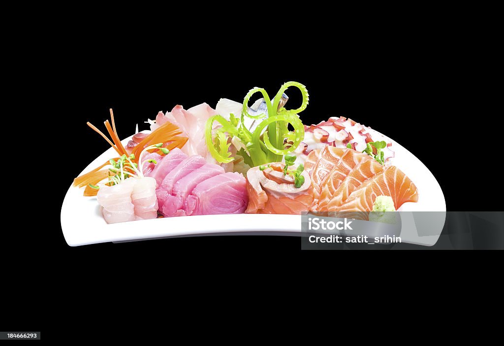 Mix sashimi in bianco piatto - Foto stock royalty-free di Ambrosia