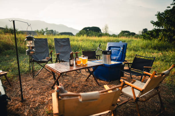 istock Beer on the table and camping party,hands toasting in beer, 1846664139