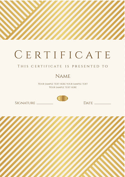certificate / diploma template (coupon). gold award background (stripy, lines pattern) - 禮服 幅插畫檔、美工圖案、卡通及圖標