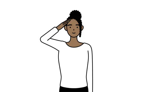 Vector illustration of African-American woman making a salute.