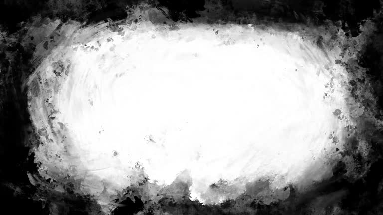 Paintbrush stokes textured transition video animation. Black to white and green screen.