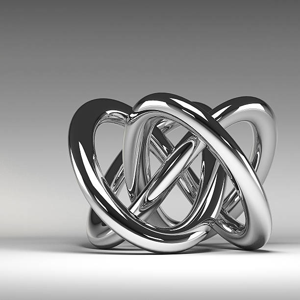 3D chrome abstract knot stock photo