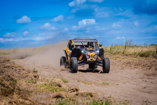 istock UTV buggy and 4x4 off road vehicle in sandy track. Buggy extreme riding 1846685731